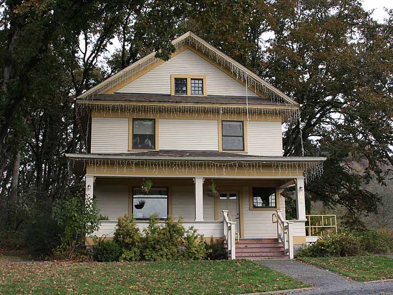 Suburban home exterior with asphalt roof